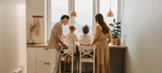family in kitchen