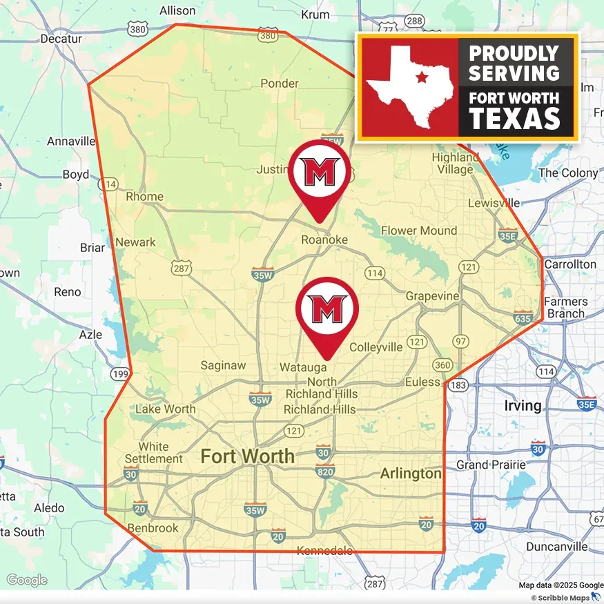 Myles Pest Control Service Area Map Fort Worth Texas