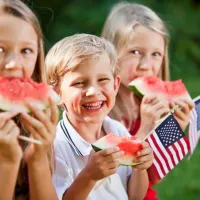 kids eating watermelon