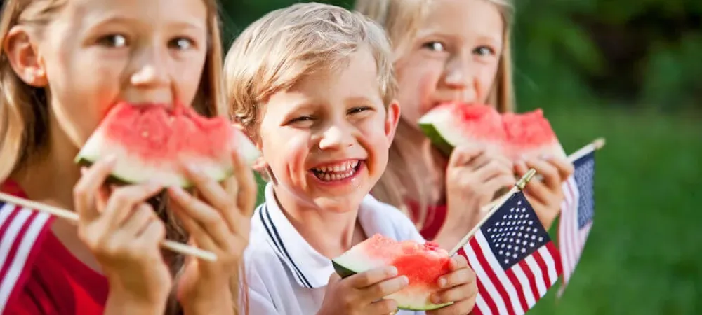 kids eating watermelon